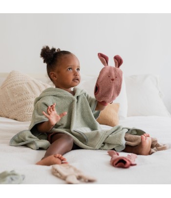 BIBS Kangaroo froté pončo z BIO bavlny - Sage