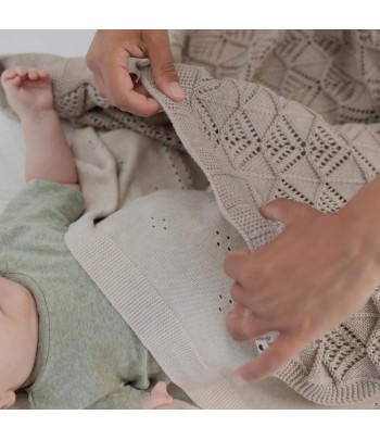 BIBS pletená vlnkovaná deka z BIO bavlny - Vanilla