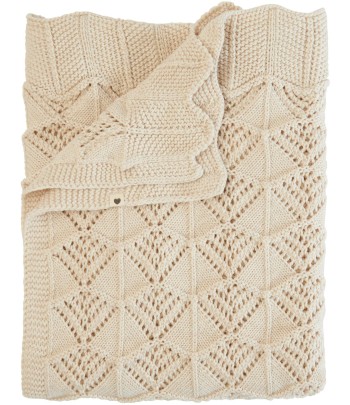 Vlněná pletená deka BIBS z organické bavlny - slonová kost