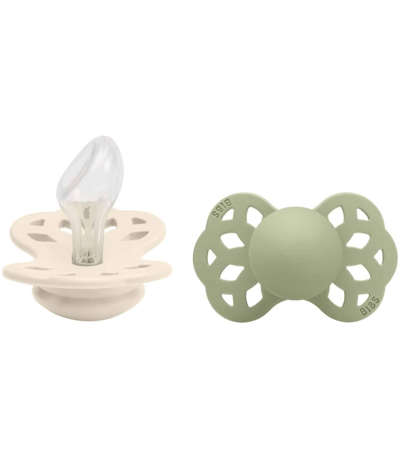 BIBS Infinity Anatomické silikonové dudlíky 2ks - velikost 2 - Ivory / Sage