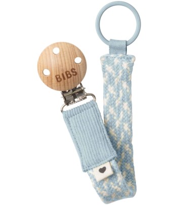 BIBS Paci Braid klip na dudlík - Baby Blue/Ivory