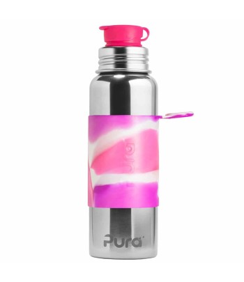 Láhev z nerezové oceli Pura® se sportovním uzávěrem 850 ml - růžová a bílá