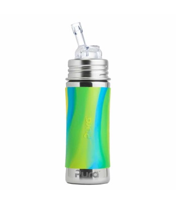 Pura® nerezová fľaša so slamkou 325ml - zelená-aqua