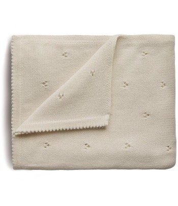 Mushie pletená detská deka z organickej bavlny - dierkovaná Ivory