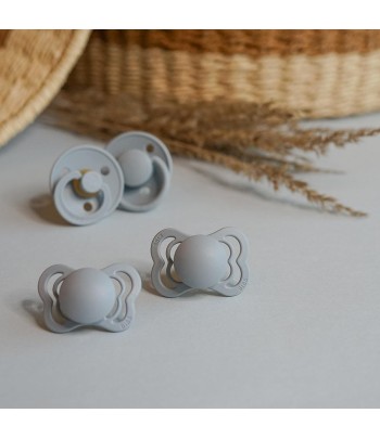 BIBS Couture anatomické cumlíky z prírodného kaučuku 2ks - veľkosť 2 - Iron / Baby Blue