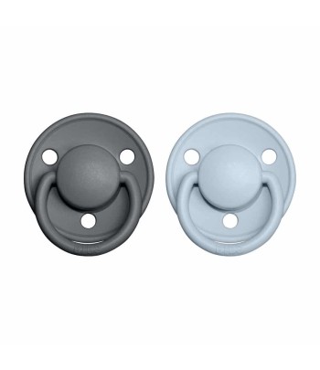 BIBS De Lux cumlíky zo silikónu 2ks - one size - Iron / Baby Blue