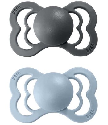 BIBS Supreme symetrické cumlíky zo silikónu 2ks - veľkosť 1 - Iron / Baby Blue