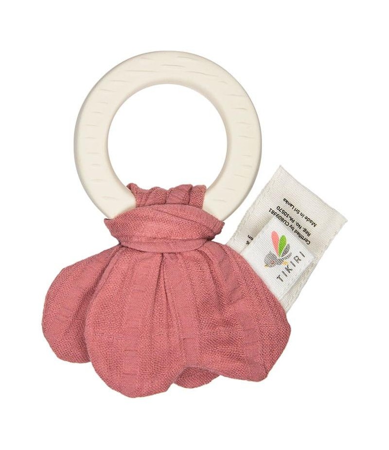 Tikiri Safari – hryzátko z prírodnej gumy a bio bavlny - Dusty Pink