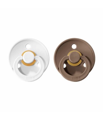 BIBS Colour cumlíky z prírodného kaučuku 2ks - veľkosť 2 - White / Dark Oak