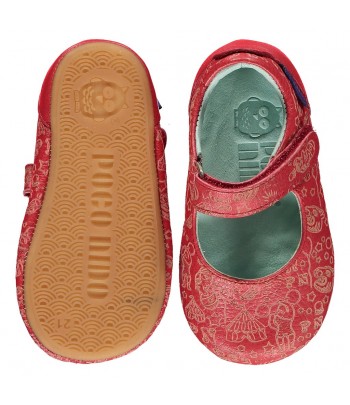 Poco Nido kožené barefoot Mighty Shoes Mary Jane červená
