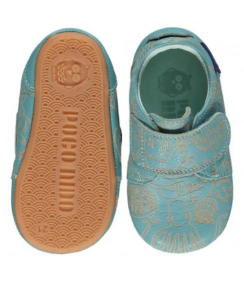 Poco Nido kožené barefoot Mighty Shoes Nautical Toddler modrá